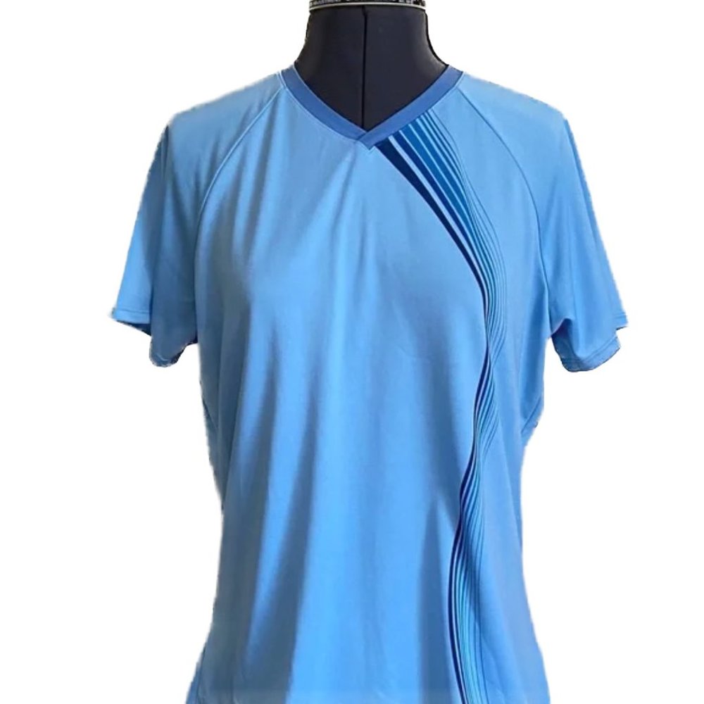 Patagonia Capilene 1 Silkweight S/S Graphic Shirt V-Neck Large Blue USA Made